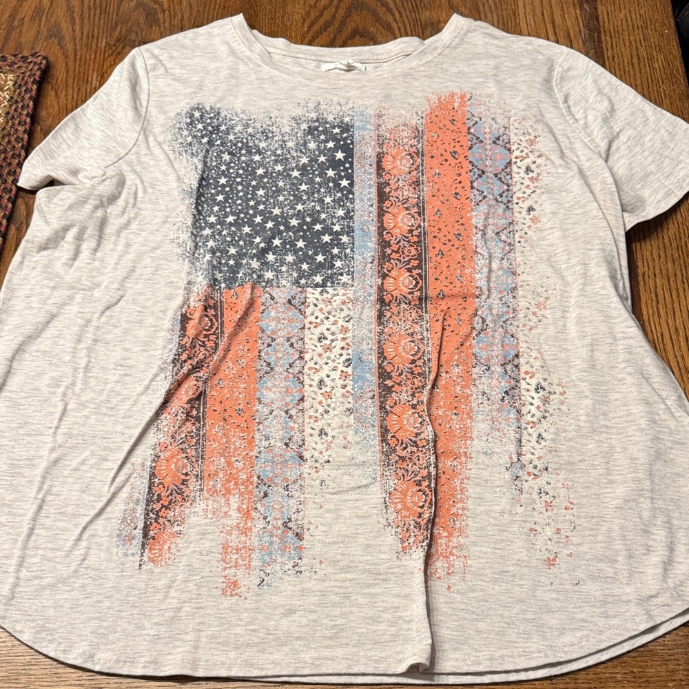 Maurices Patriotic Short Sleeve Tee in Red, Blue, and White